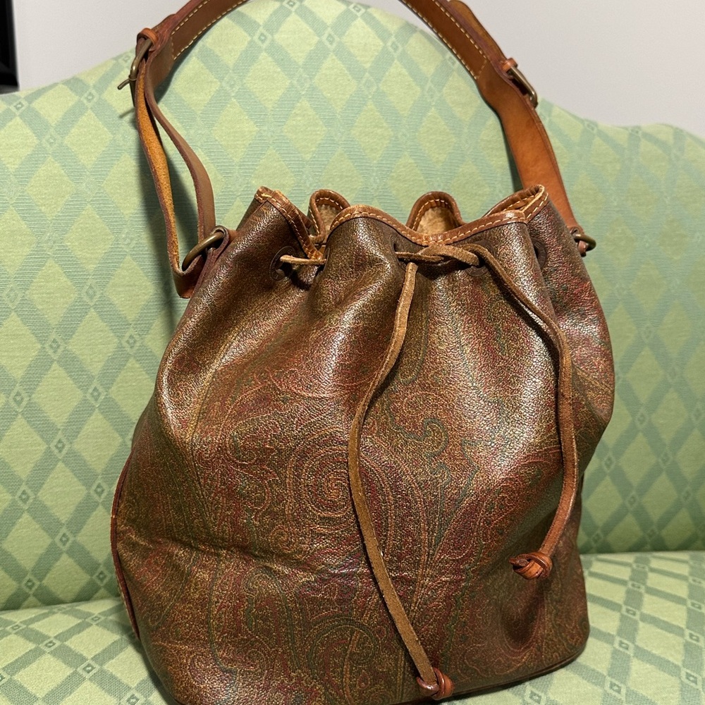 Etro Bucket Shoulder Bag brown leather